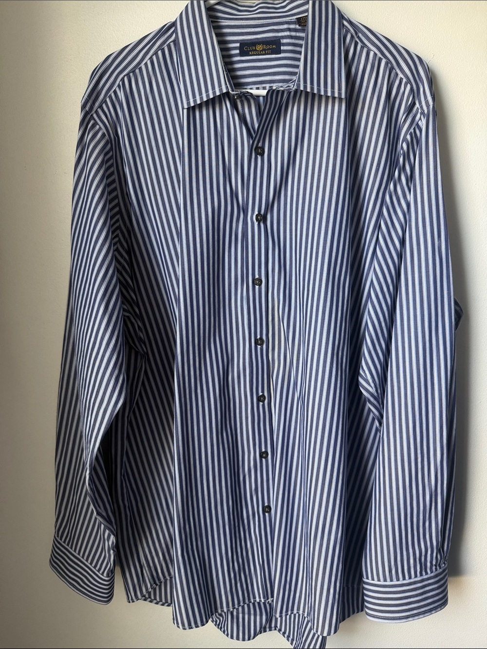 Club Room Navy and White Striped Men’s Dress Shirt
